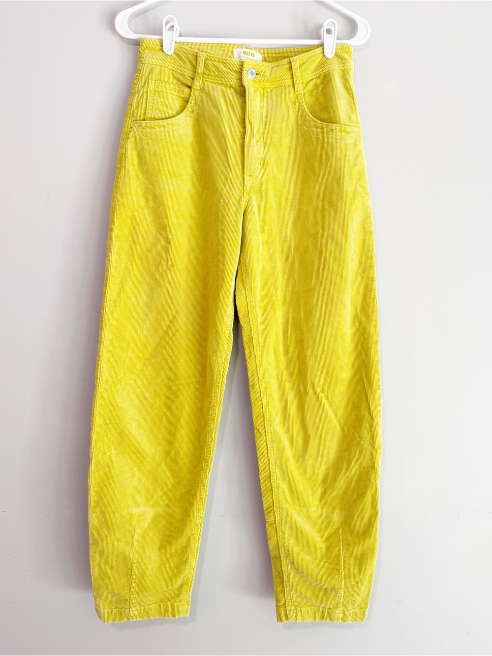 Anthropologie maeve barrel leg corduroy pants neon yellow size 25